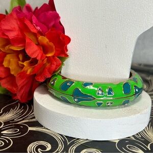 NWOT  Nordstrom Sequin Bracelet Green with Gold & Blue Rhinestone Designs